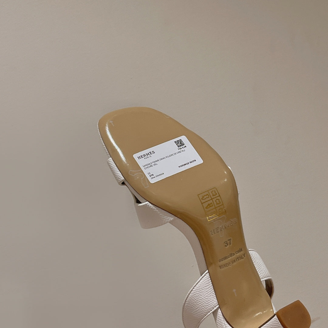 SLINGBACK SANDAL ETERNITE 75 WHITE MIX LIGHT BROWN LAMBSKIN