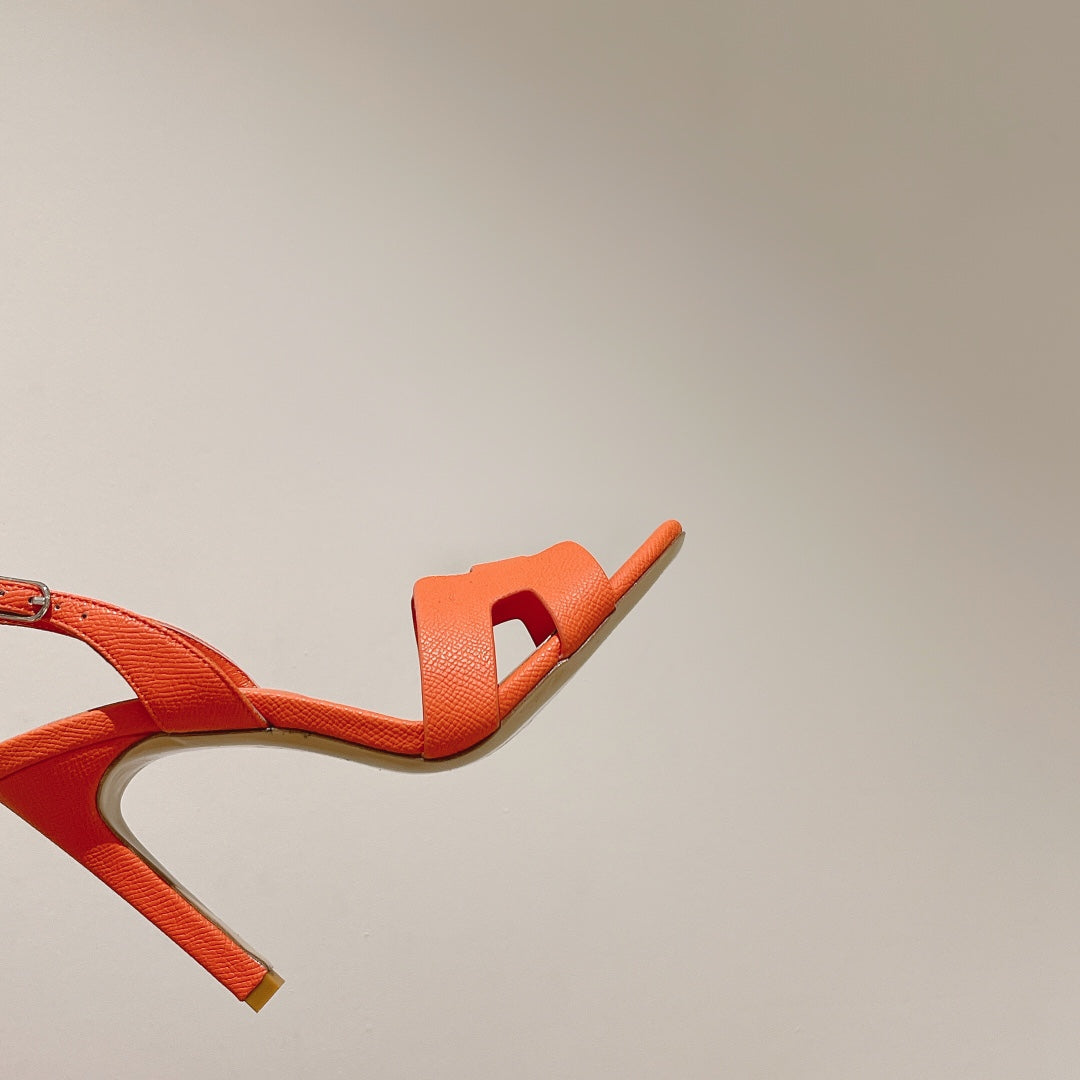 SLINGBACK SANDAL ETERNITE 105 ORANGE LAMBSKIN