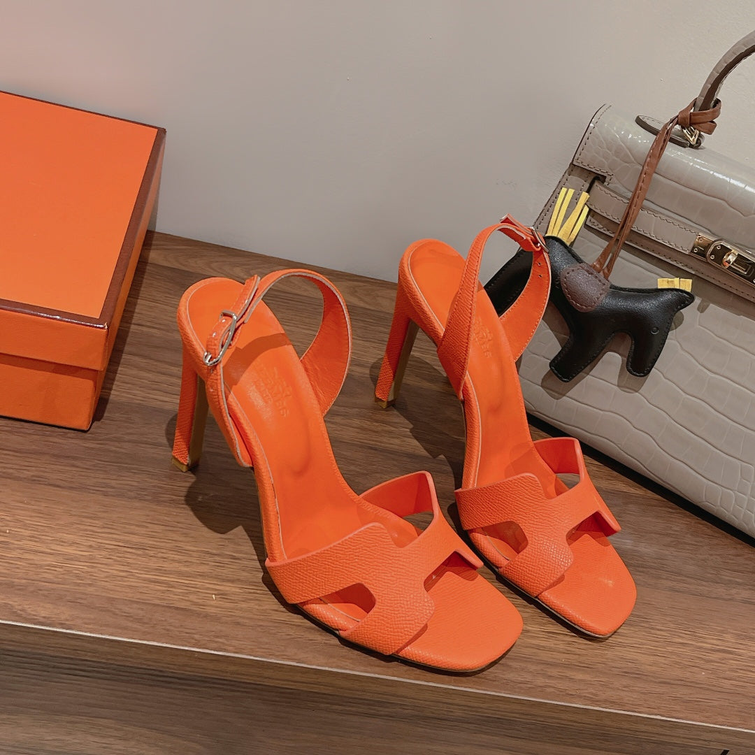 SLINGBACK SANDAL ETERNITE 105 ORANGE LAMBSKIN