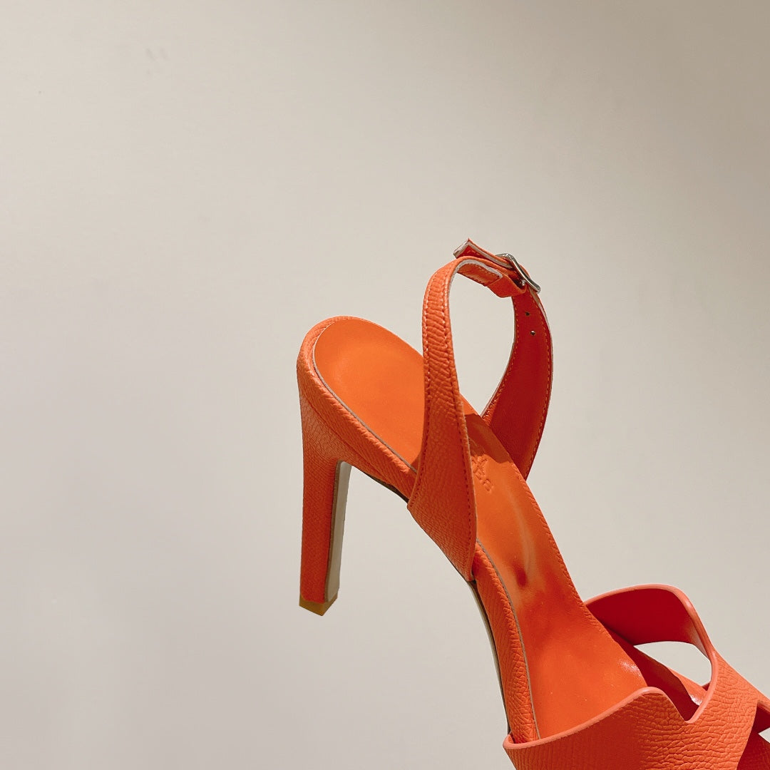 SLINGBACK SANDAL ETERNITE 105 ORANGE LAMBSKIN