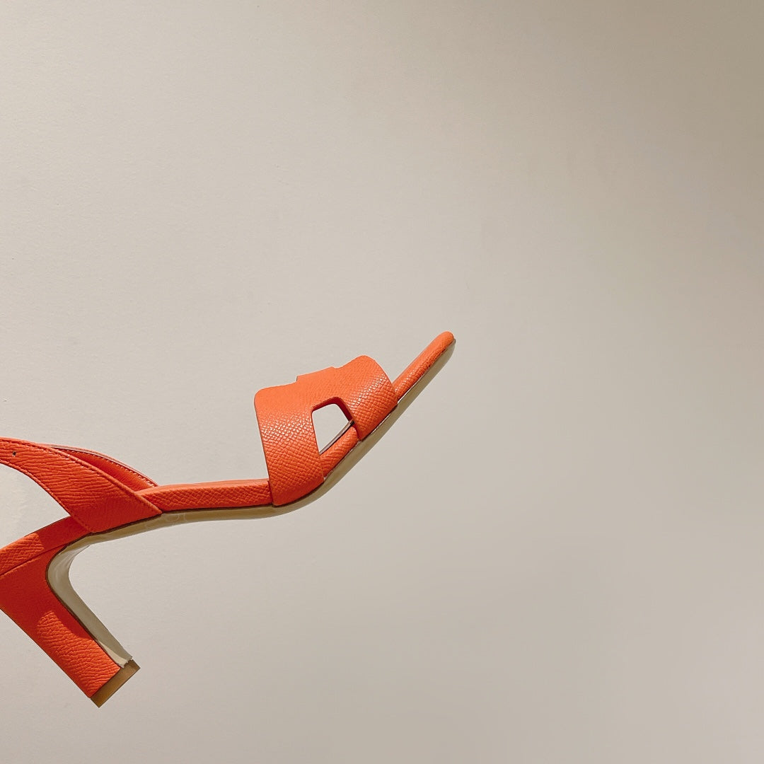 SLINGBACK SANDAL ETERNITE 75 ORANGE LAMBSKIN