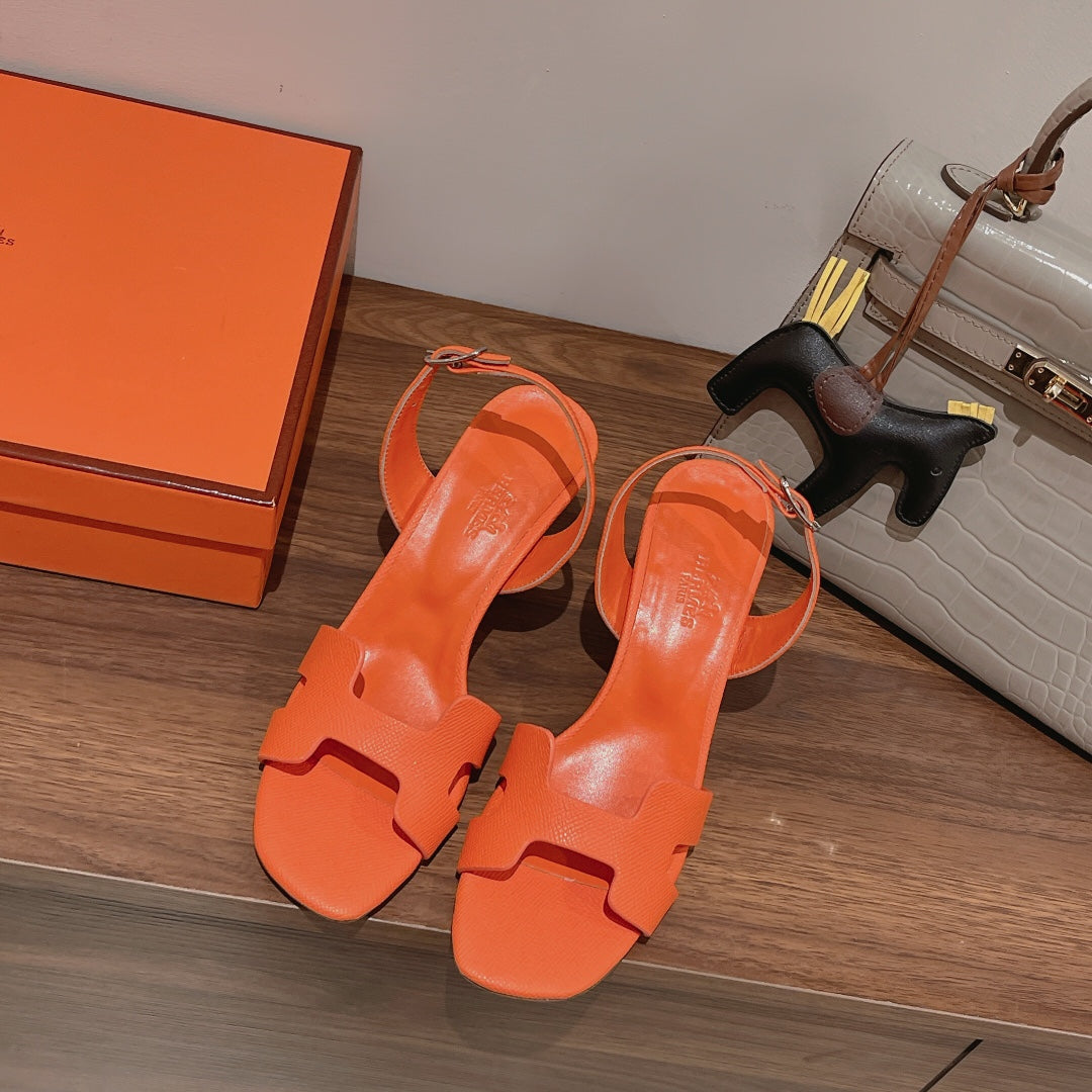 SLINGBACK SANDAL ETERNITE 75 ORANGE LAMBSKIN