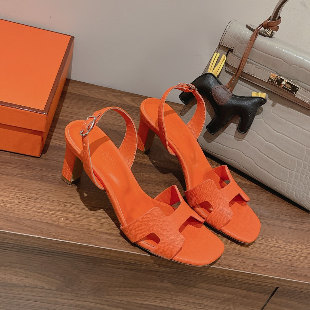 SLINGBACK SANDAL ETERNITE 75 ORANGE LAMBSKIN