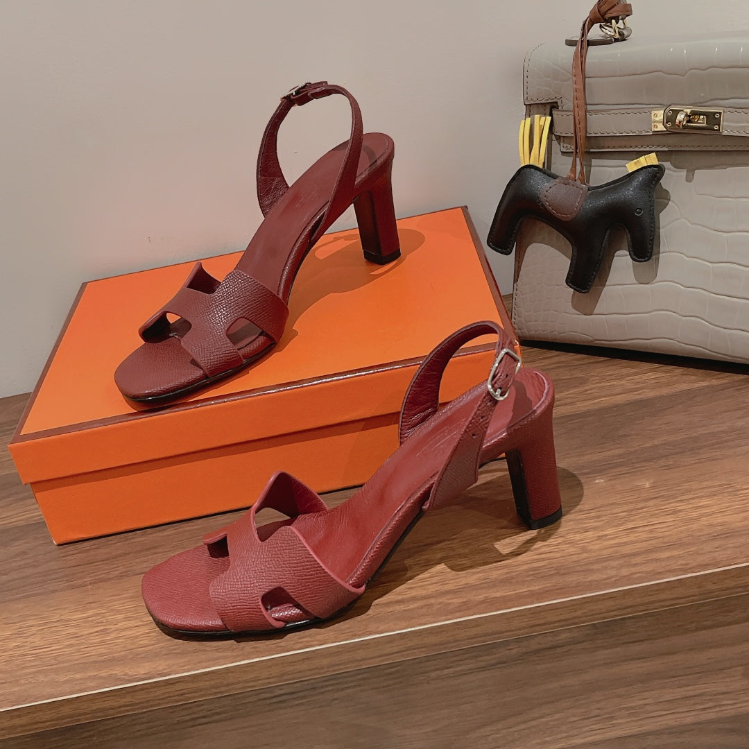 SLINGBACK SANDAL ETERNITE 75 BURNT UMBER LAMBSKIN