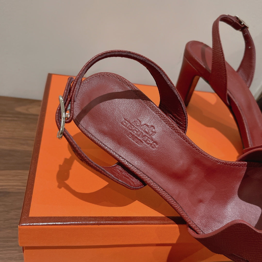 SLINGBACK SANDAL ETERNITE 75 BURNT UMBER LAMBSKIN