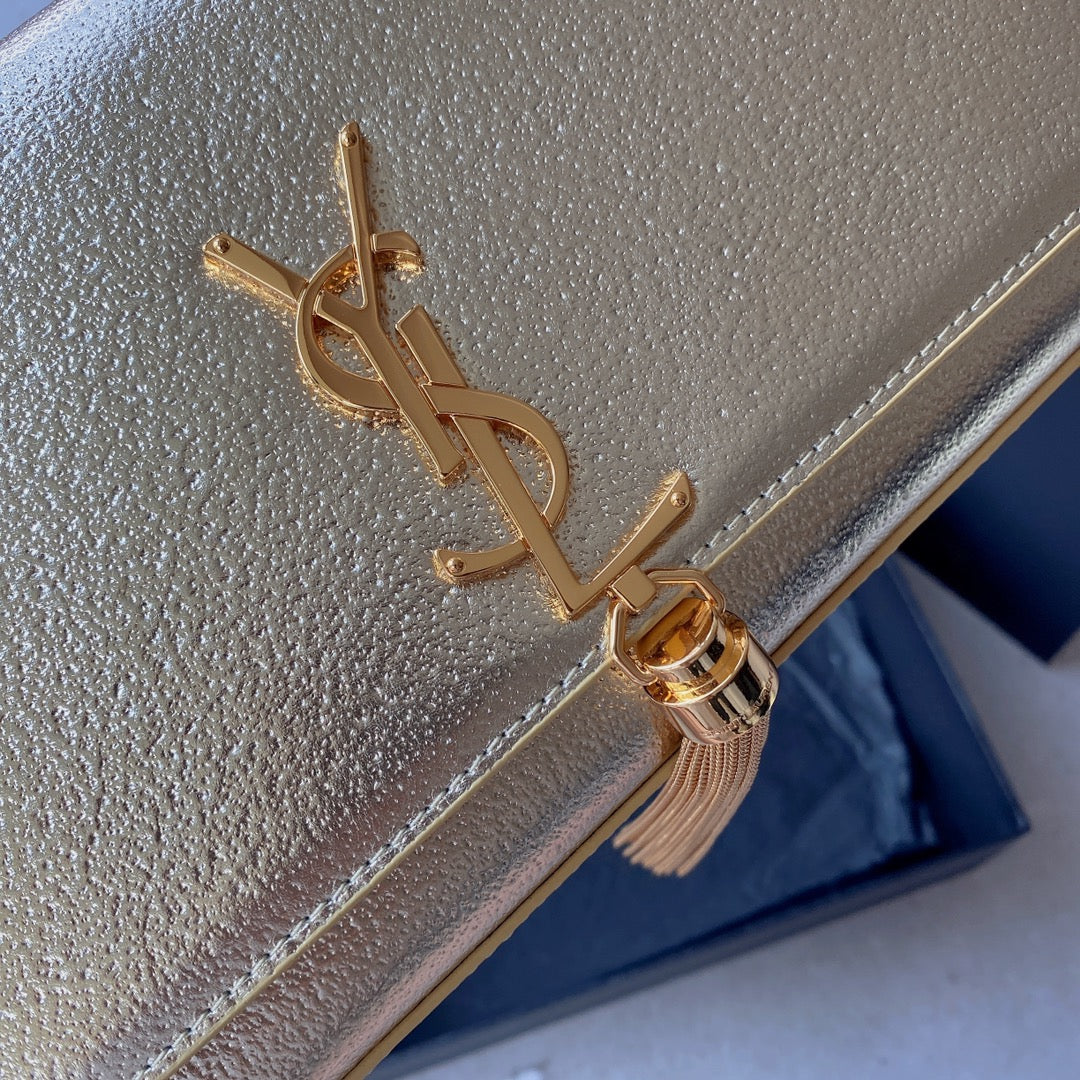 kate medium 24cm gold metalic calfskin gold hardware