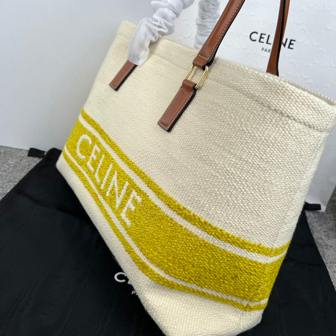 CABAS 44 PRINTED CANVAS WHITE YELLOW TOTE