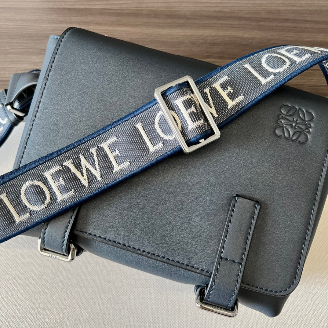 Loew Military Blue Leather Messager Bag