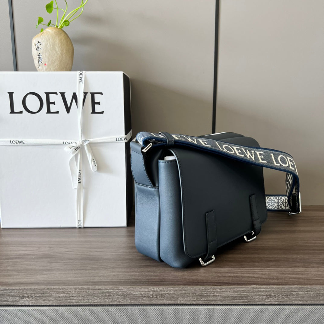 Loew Military Blue Leather Messager Bag