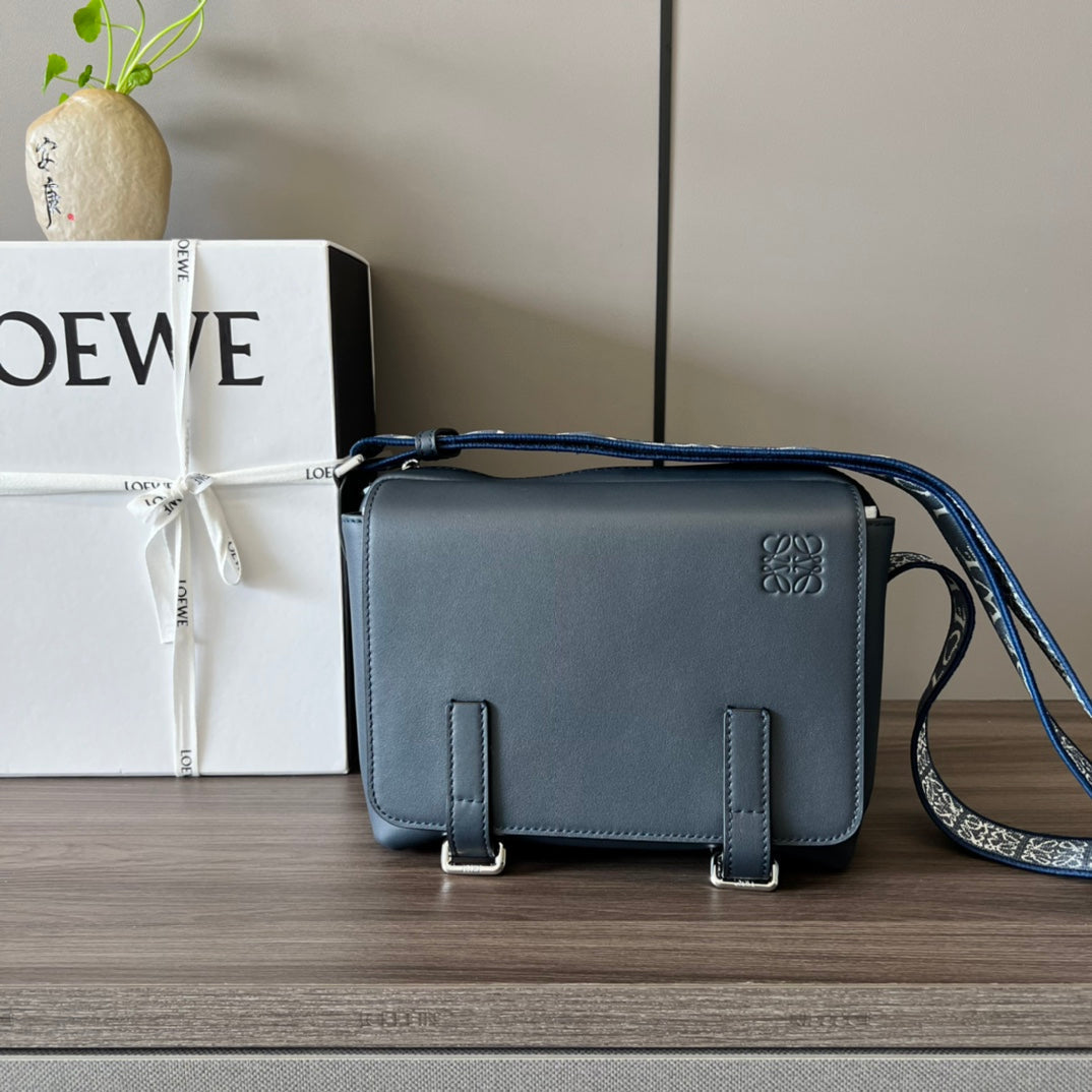 Loew Military Blue Leather Messager Bag