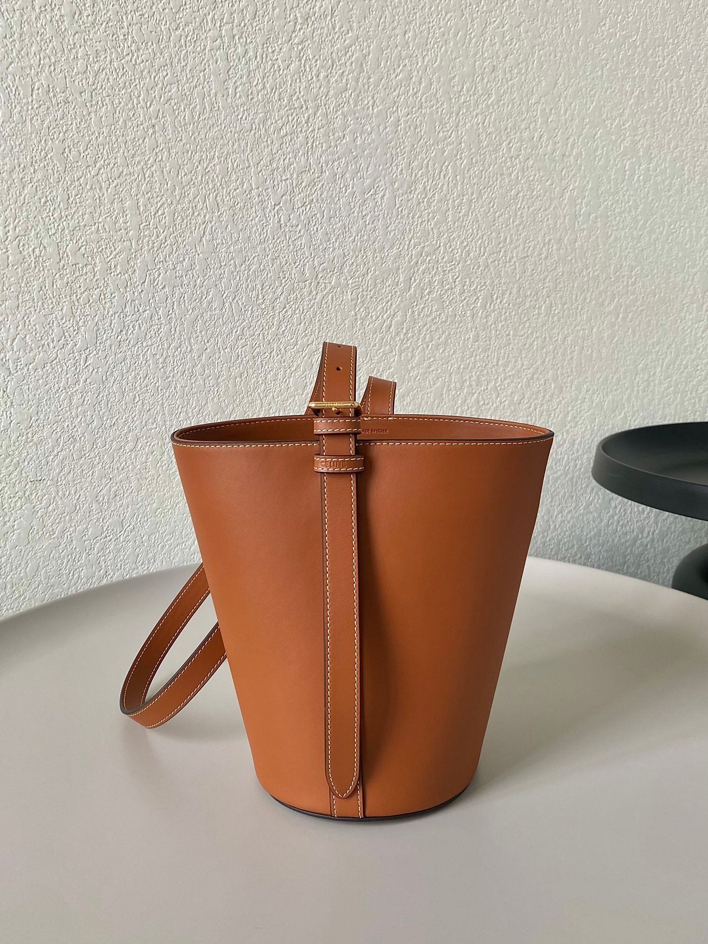 TRIPHOME 25 BUCKET BAG CINNAMON BROWN CALFSKIN