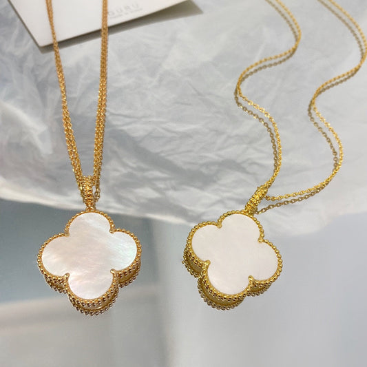 CLOVER PINK MOP LARGE PENDANT NECKLACE