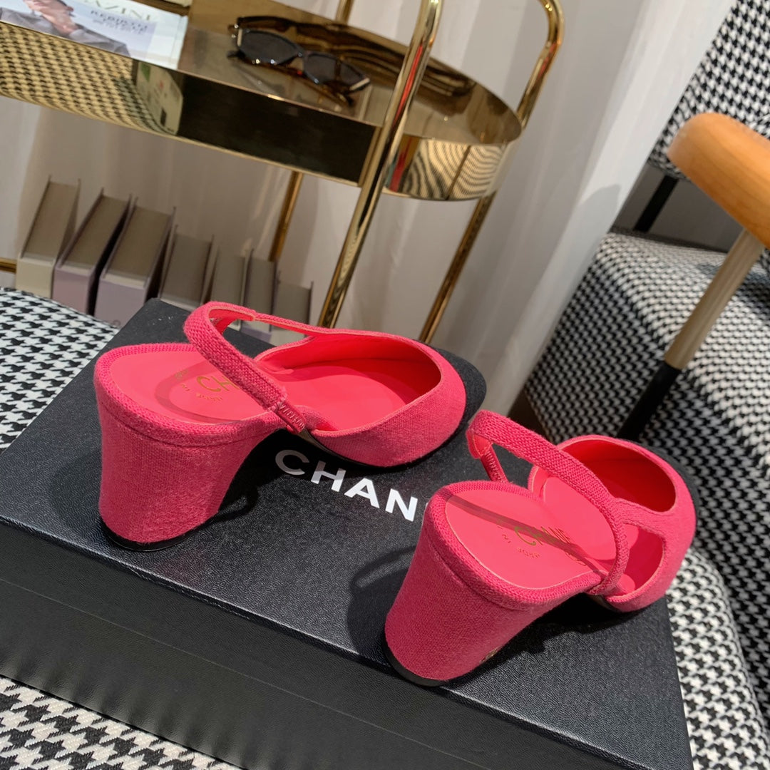 slingbacks 60mm red black canvas calfskin