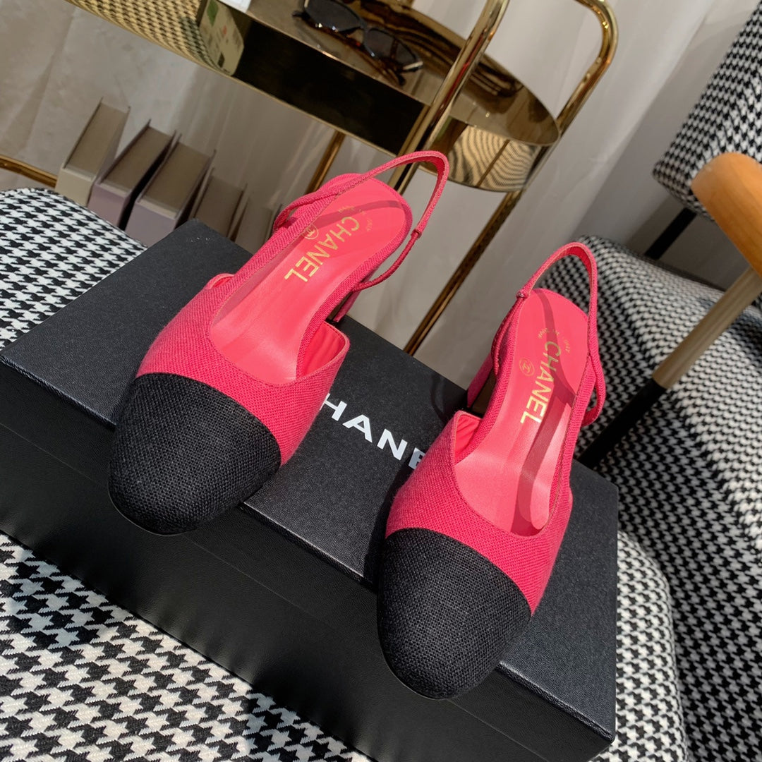 slingbacks 60mm red black canvas calfskin