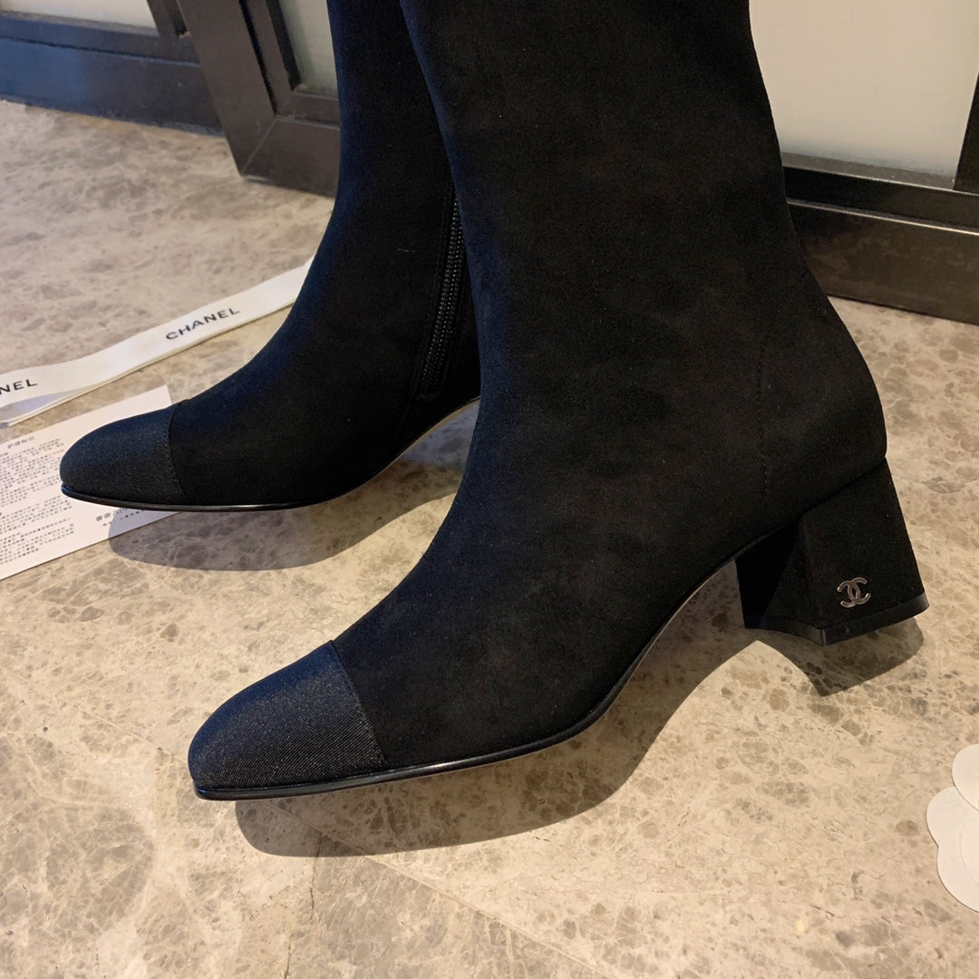 CC High Boots 50mm In Black Suede And Lycra Fabric  940061