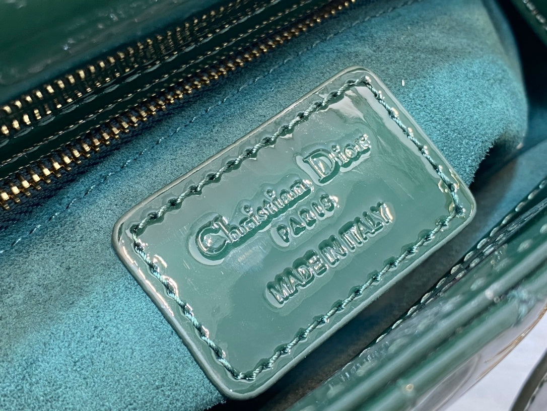 mini lady 17 blue green patent calfskin