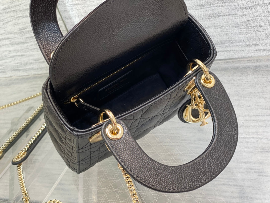 mini lady 17 black casfskin ghw