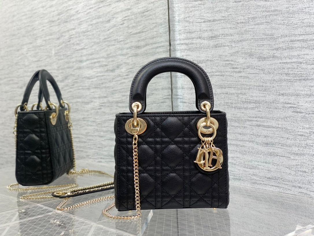 mini lady 17 black casfskin ghw