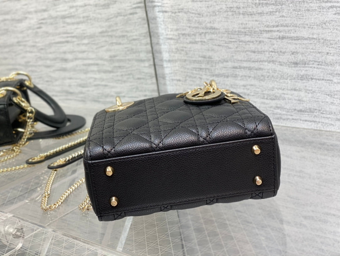 mini lady 17 black casfskin ghw