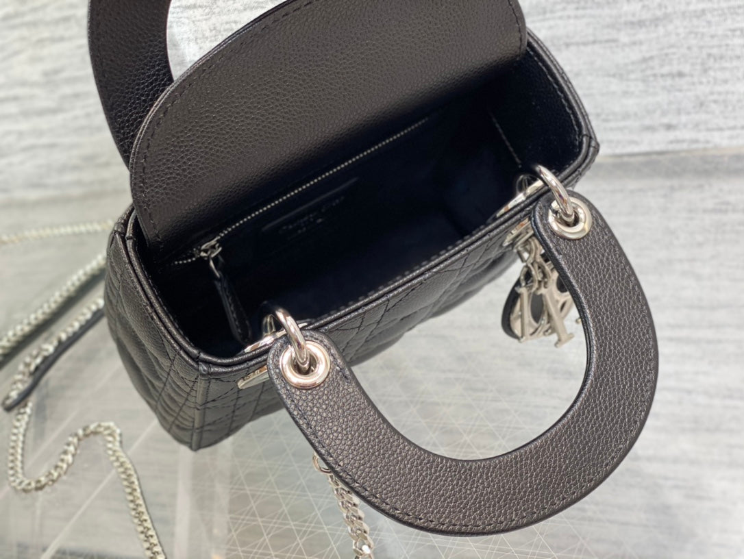 mini lady 17cm black calfskin shw