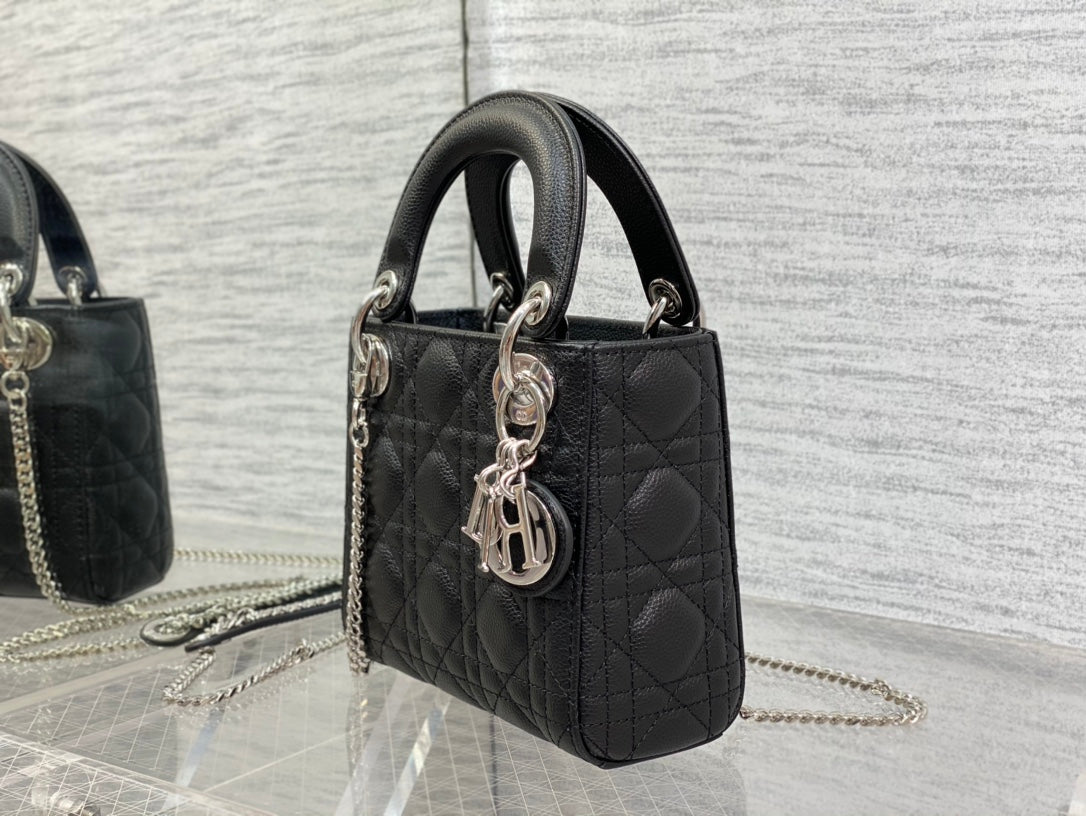 mini lady 17cm black calfskin shw