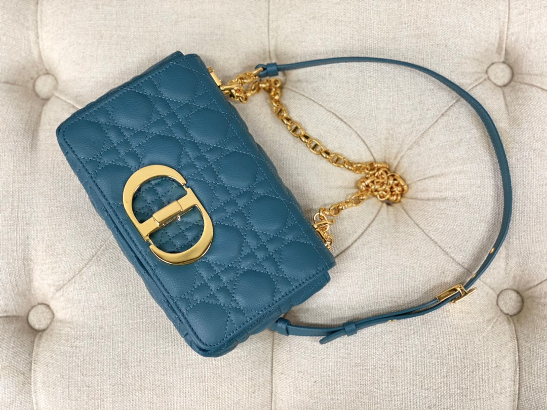 SMALL CARO BAG 20 OCEAN BLUE CALFSKIN