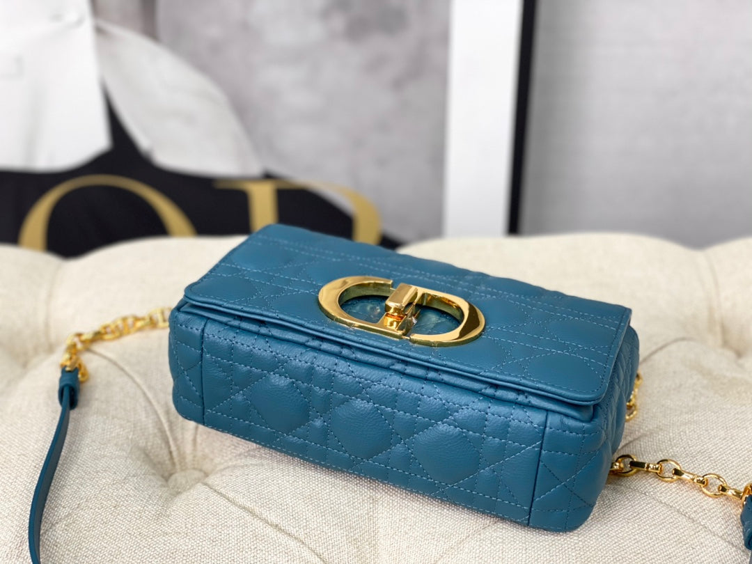 SMALL CARO BAG 20 OCEAN BLUE CALFSKIN