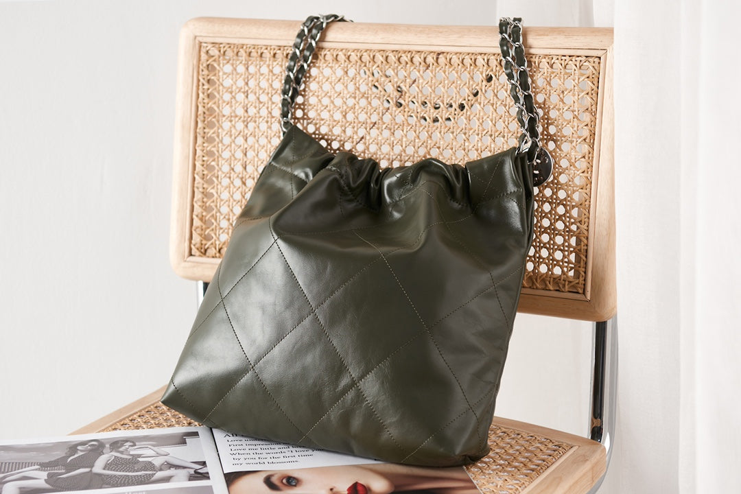 cc 22 hobo olive calfskin silver hardware