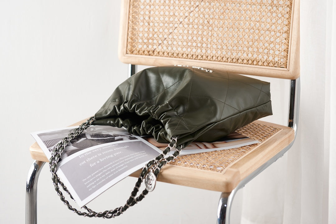 cc 22 hobo olive calfskin silver hardware