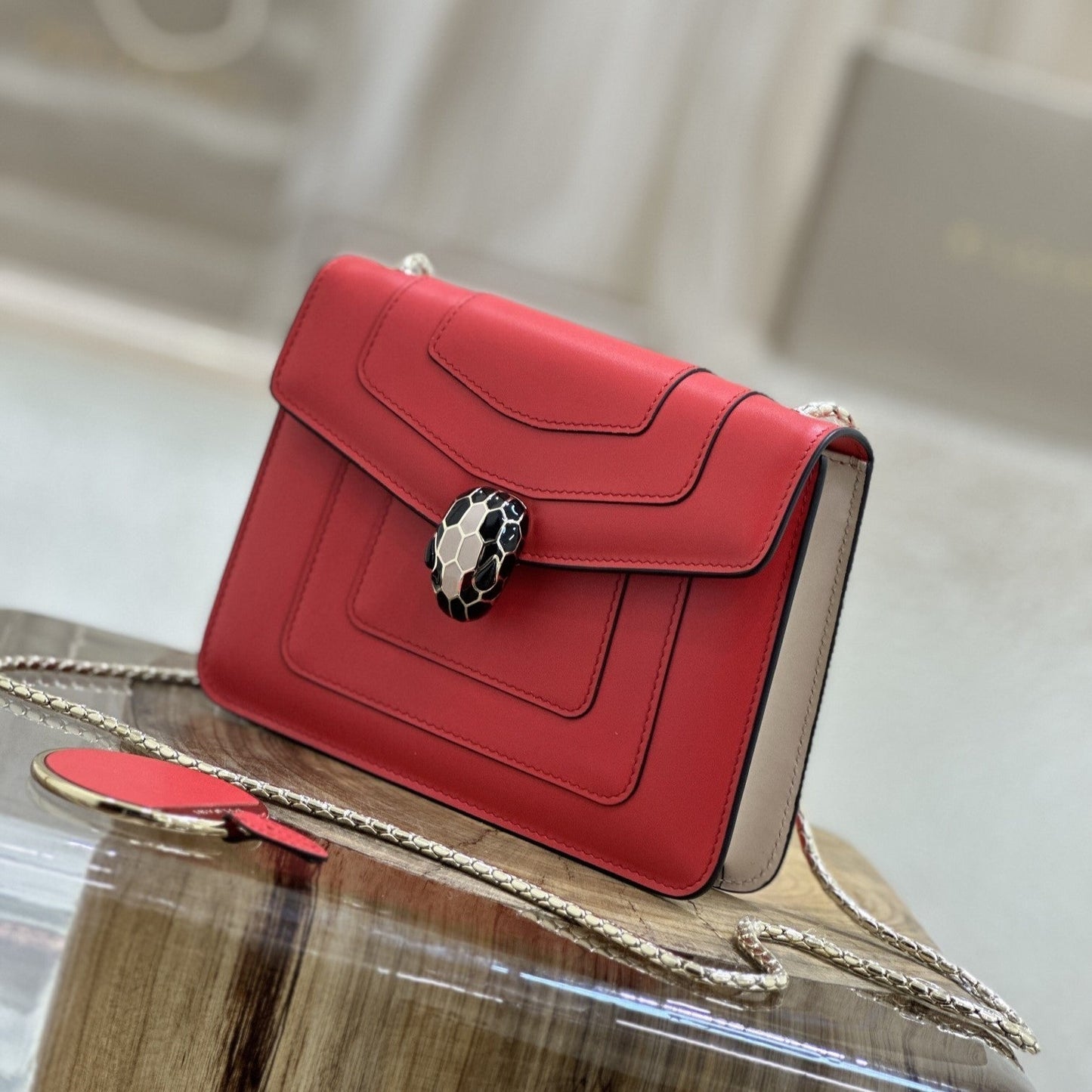 SERPENT FOREVER CROSSBODY 20CM BAG RED CALFSKIN 1 COMPARTMENT