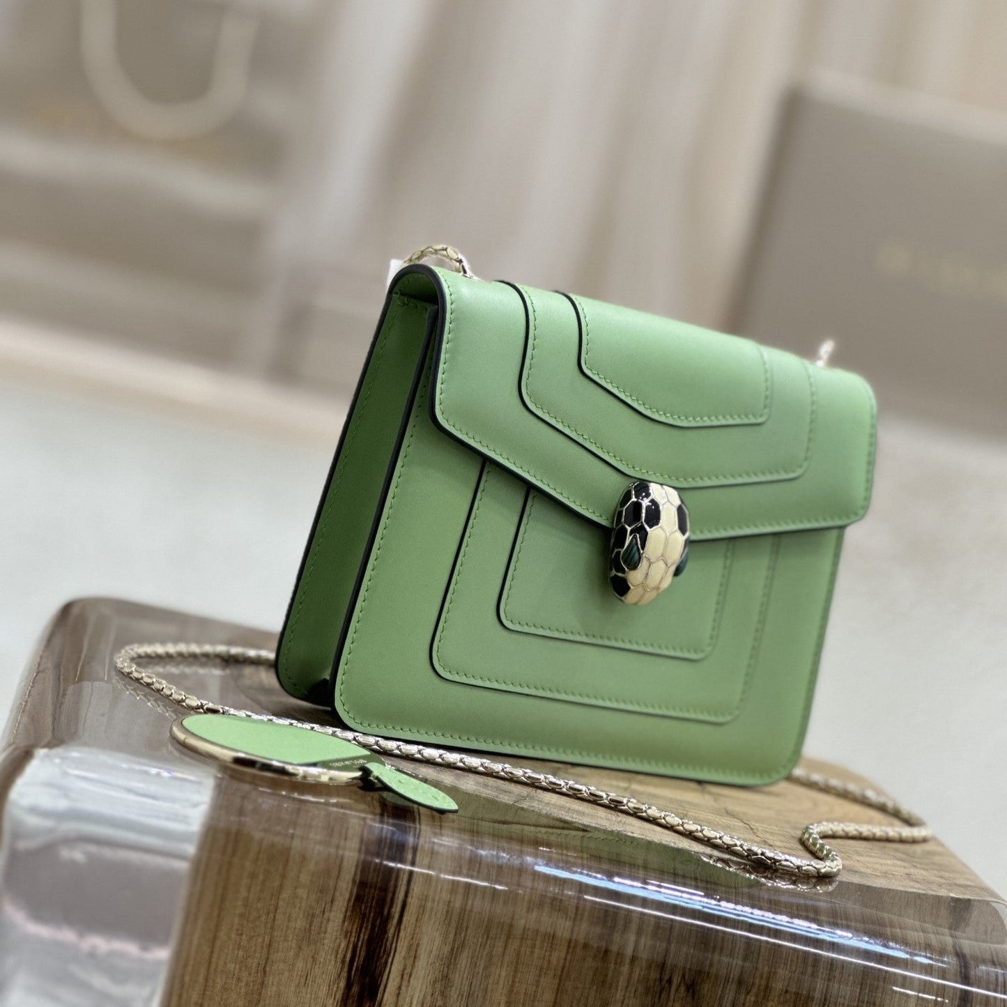 SERPENT FOREVER CROSSBODY 20CM BAG GREEN CALFSKIN 1 COMPARTMENT