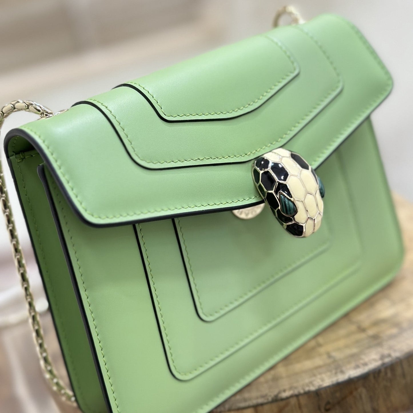 SERPENT FOREVER CROSSBODY 20CM BAG GREEN CALFSKIN 1 COMPARTMENT