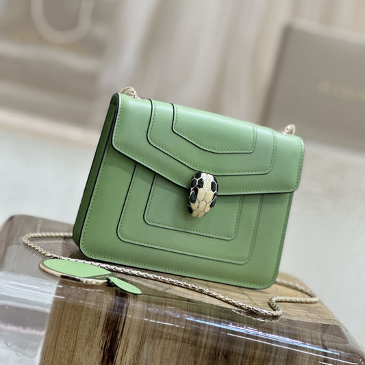 SERPENT FOREVER CROSSBODY 20CM BAG GREEN CALFSKIN 1 COMPARTMENT