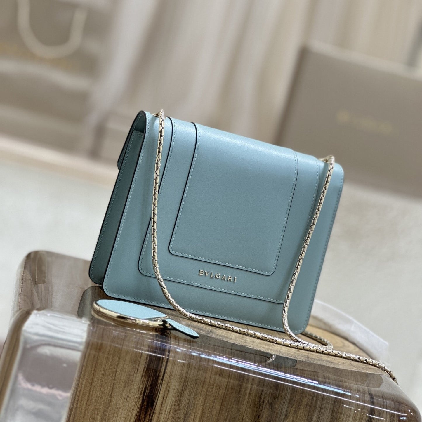 SERPENT FOREVER CROSSBODY 20CM BAG LIGHT BLUE CALFSKIN 1 COMPARTMENT