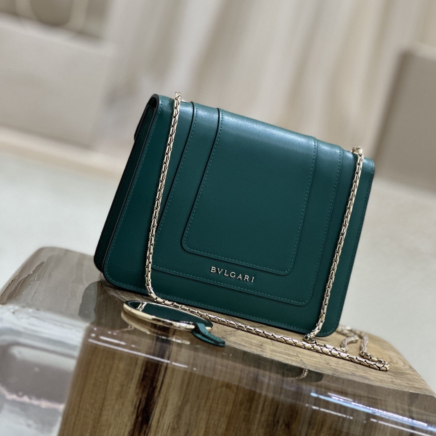 SERPENT FOREVER CROSSBODY 20CM BAG DARK GREEN CALFSKIN 1 COMPARTMENT