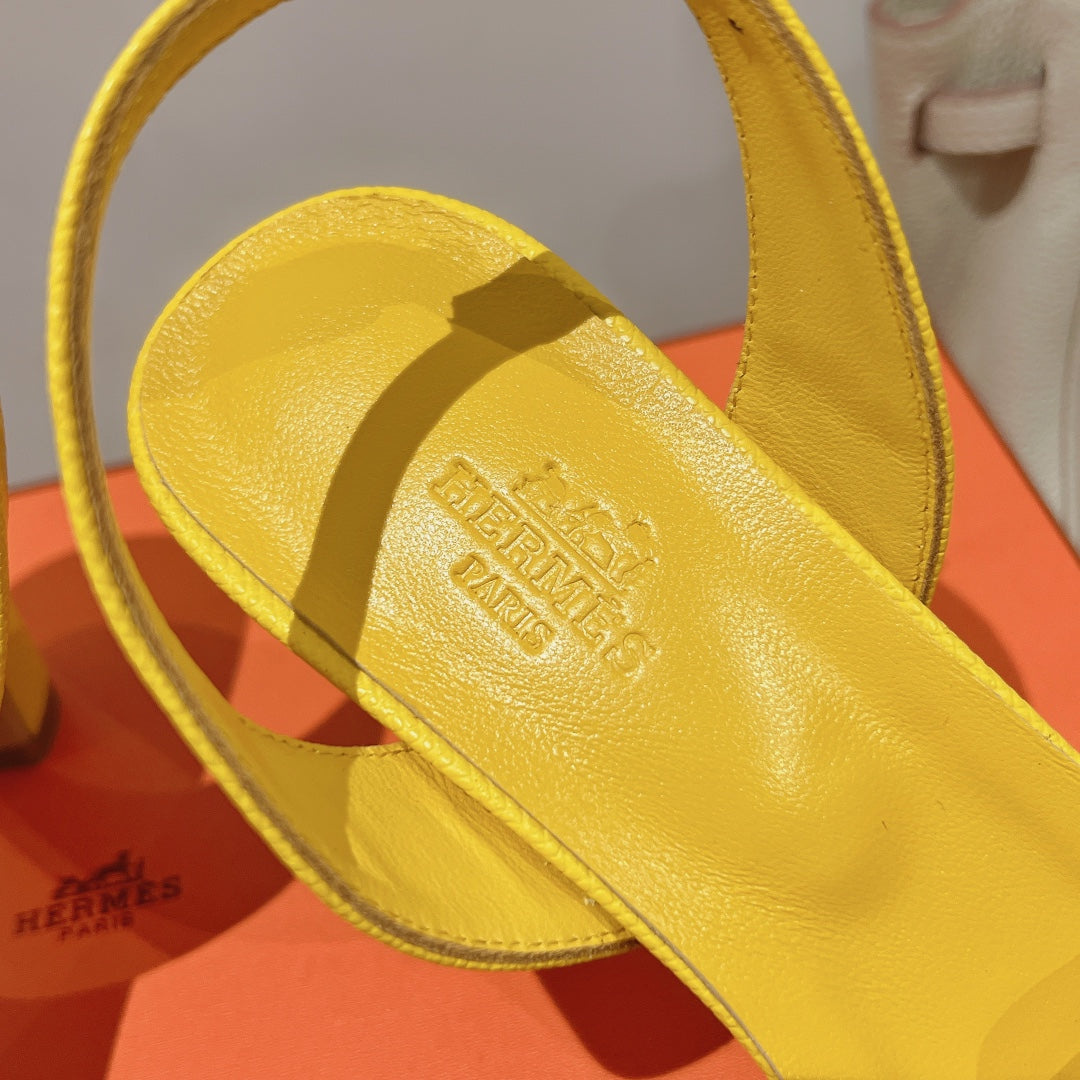 SLINGBACK SANDAL ETERNITE 75 YELLOW LAMBSKIN