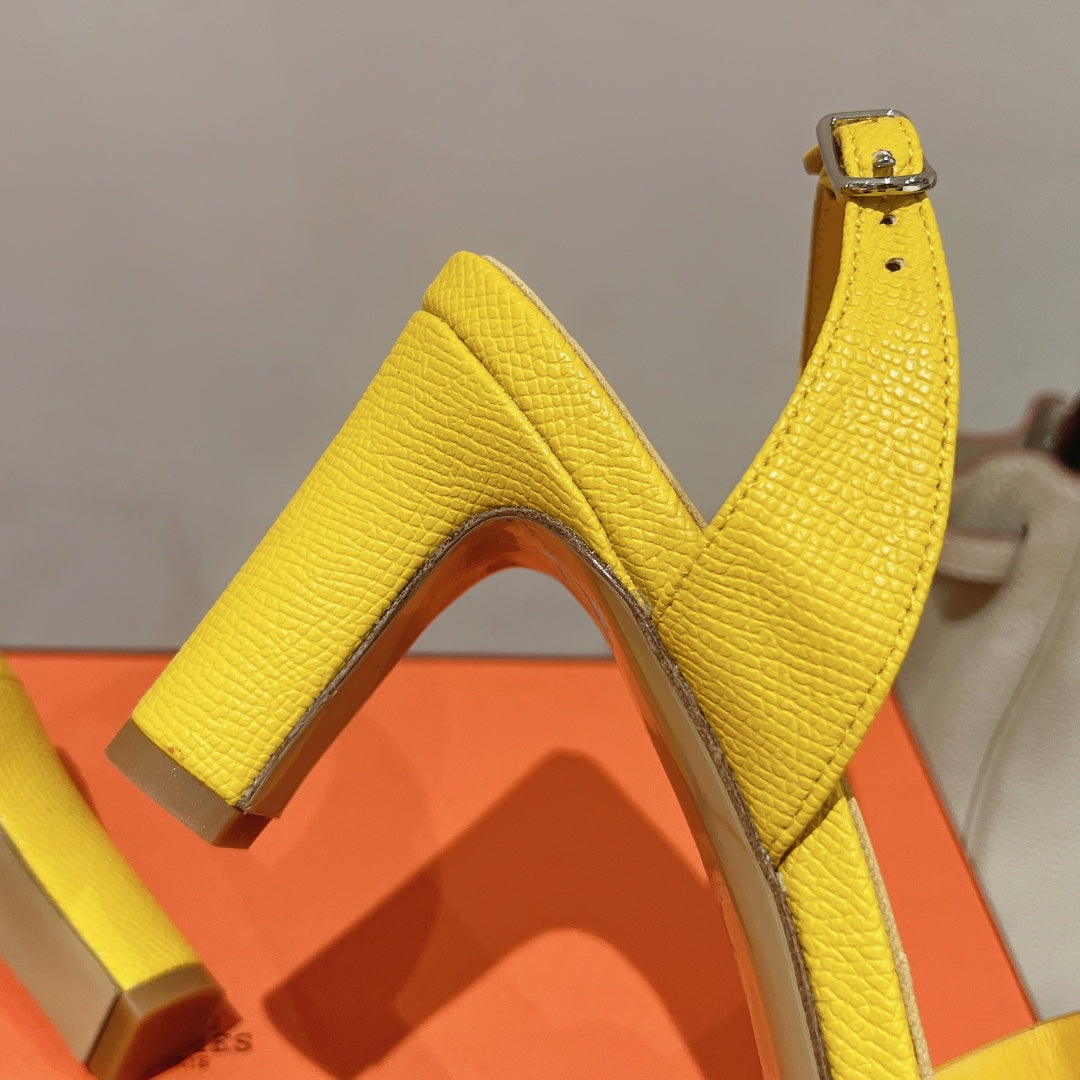 SLINGBACK SANDAL ETERNITE 75 YELLOW LAMBSKIN