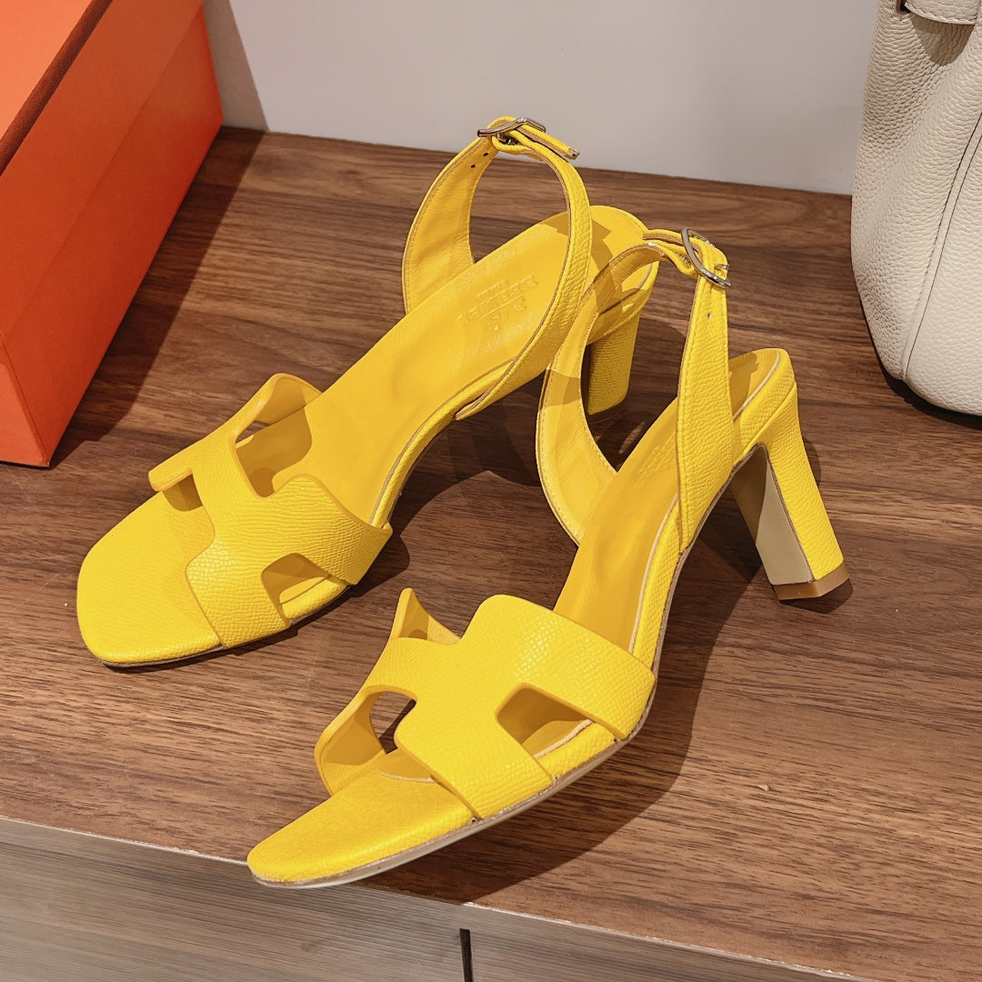 SLINGBACK SANDAL ETERNITE 75 YELLOW LAMBSKIN