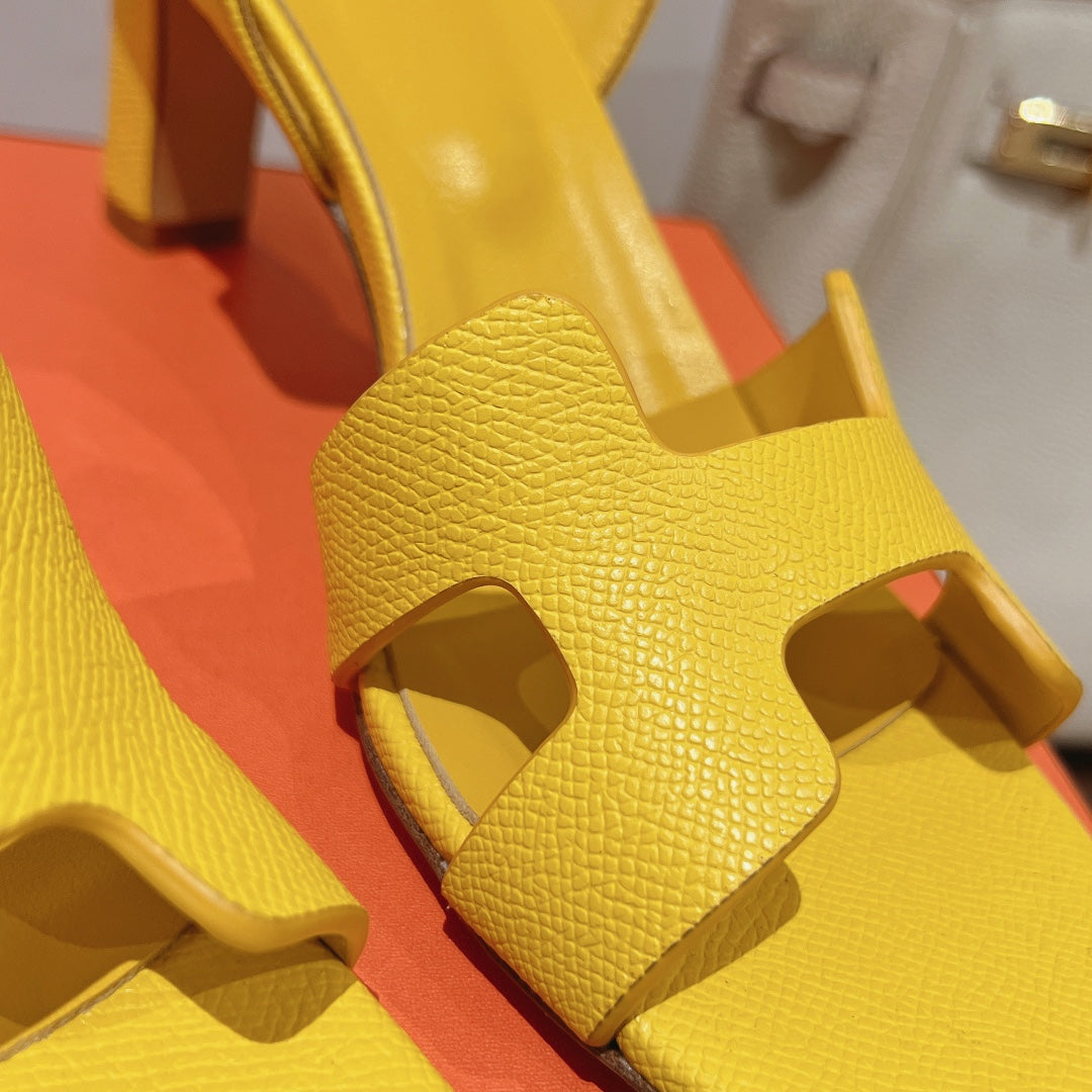 SLINGBACK SANDAL ETERNITE 75 YELLOW LAMBSKIN