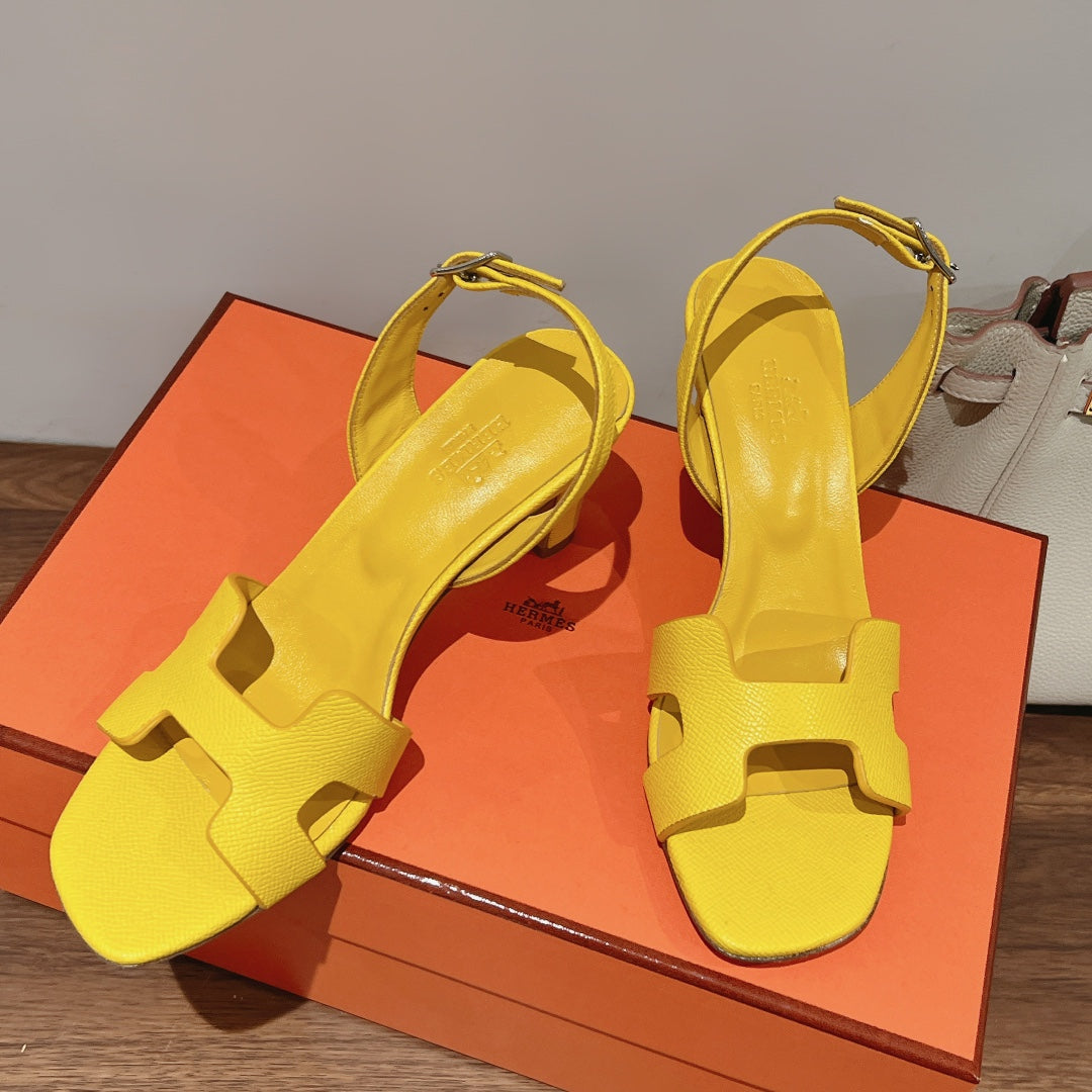 SLINGBACK SANDAL ETERNITE 75 YELLOW LAMBSKIN