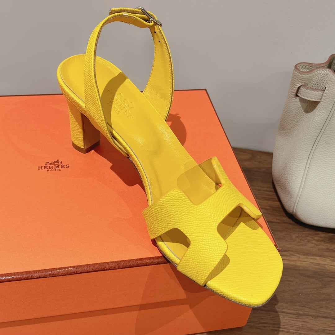 SLINGBACK SANDAL ETERNITE 75 YELLOW LAMBSKIN