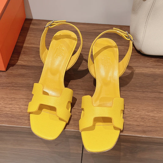 SLINGBACK SANDAL ETERNITE 75 YELLOW LAMBSKIN