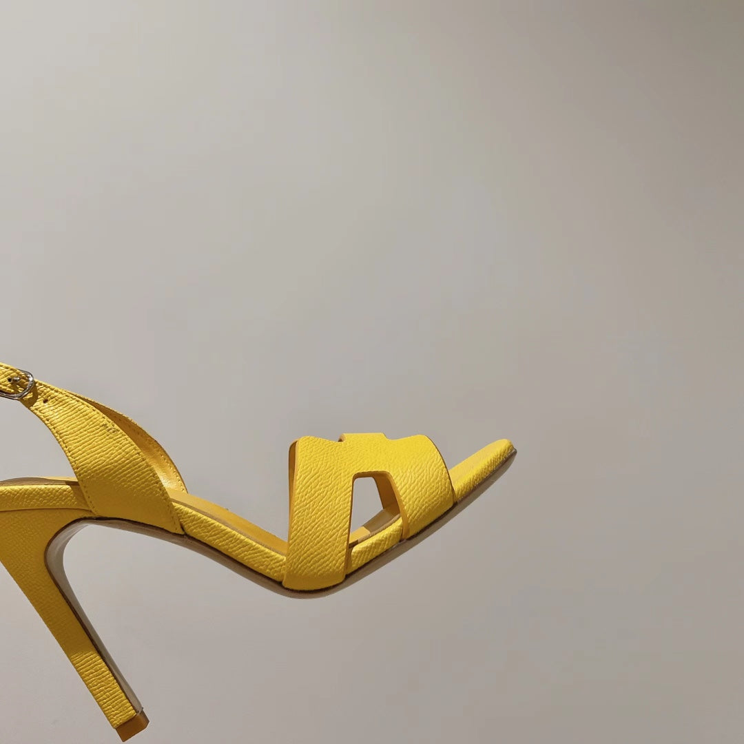 SLINGBACK SANDAL ETERNITE 105 YELLOW LAMBSKIN