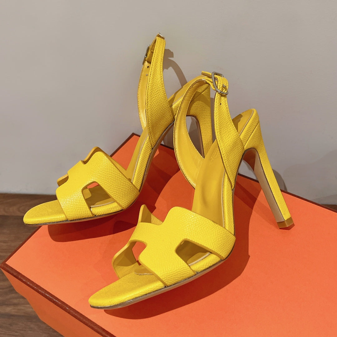 SLINGBACK SANDAL ETERNITE 105 YELLOW LAMBSKIN