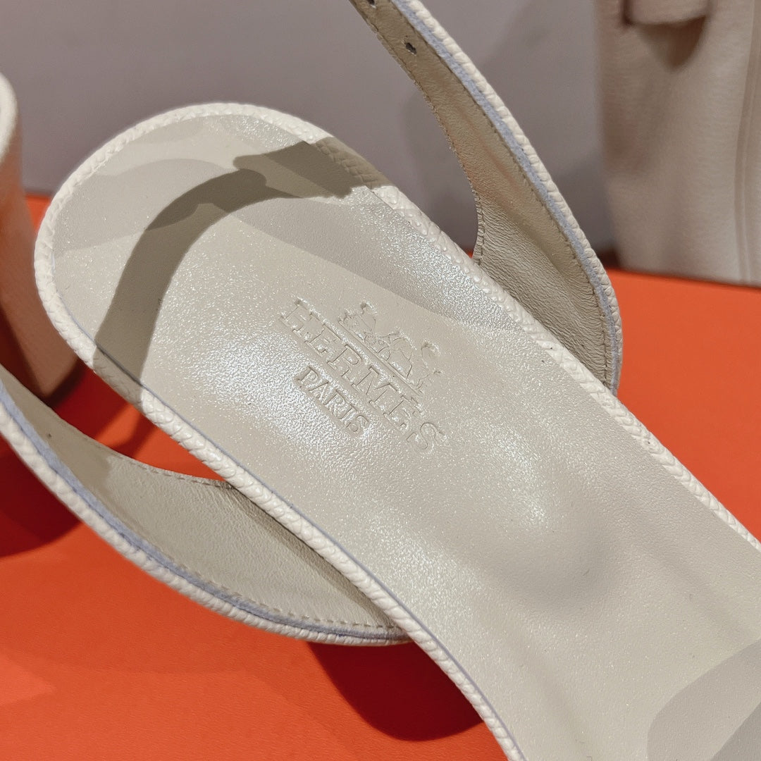 SLINGBACK SANDAL ETERNITE 75 CREAMY WHITE LAMBSKIN