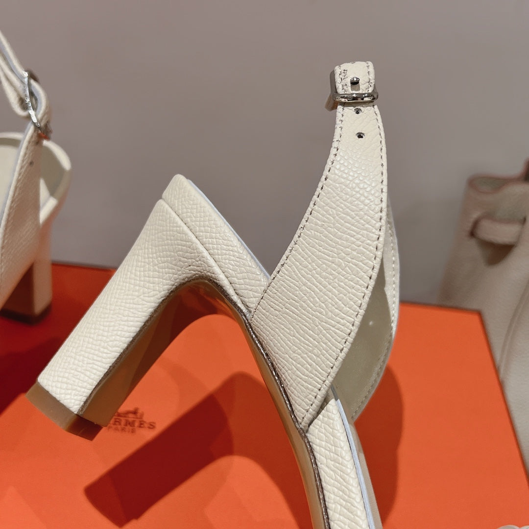 SLINGBACK SANDAL ETERNITE 75 CREAMY WHITE LAMBSKIN