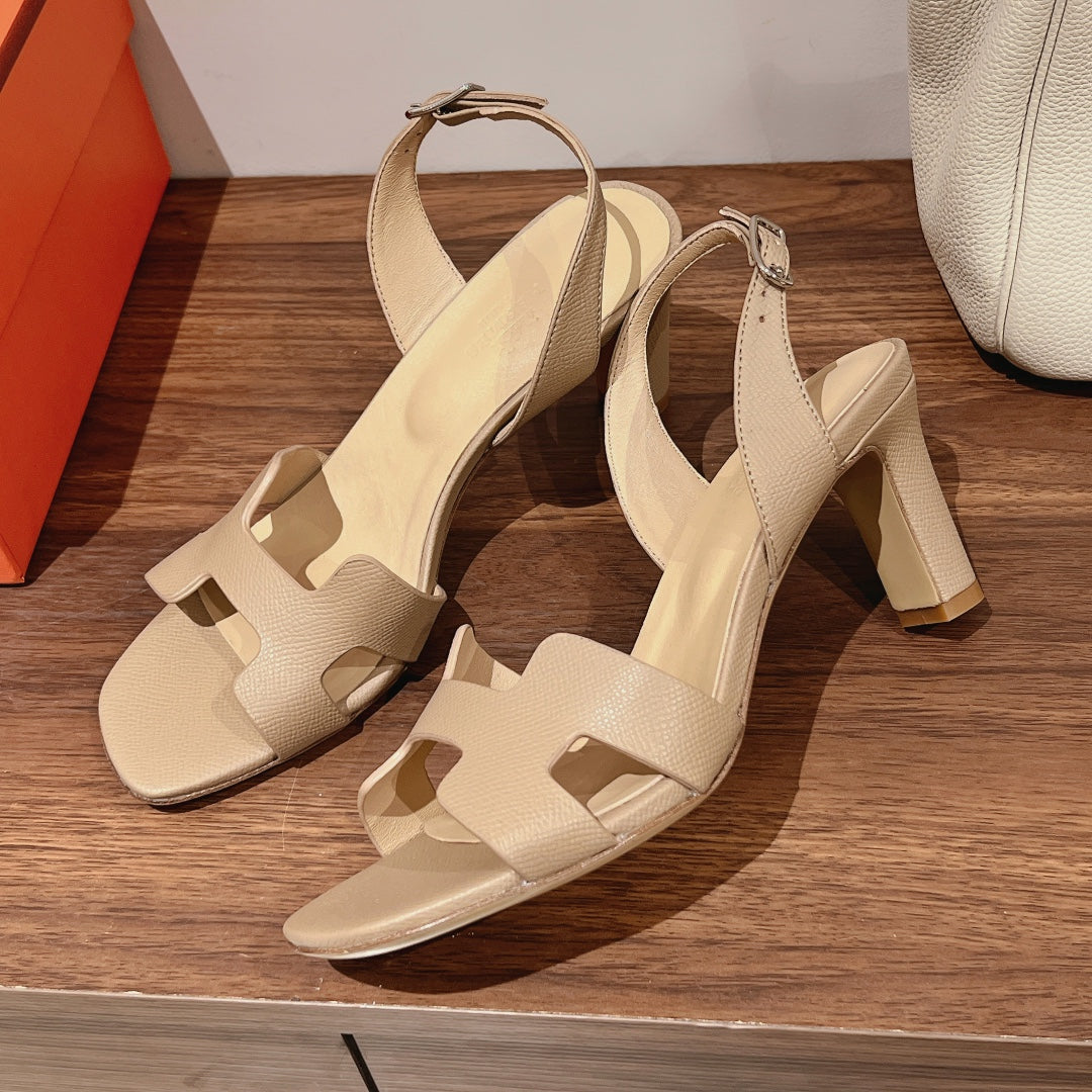 SLINGBACK SANDAL ETERNITE 75 BEIGE LAMBSKIN