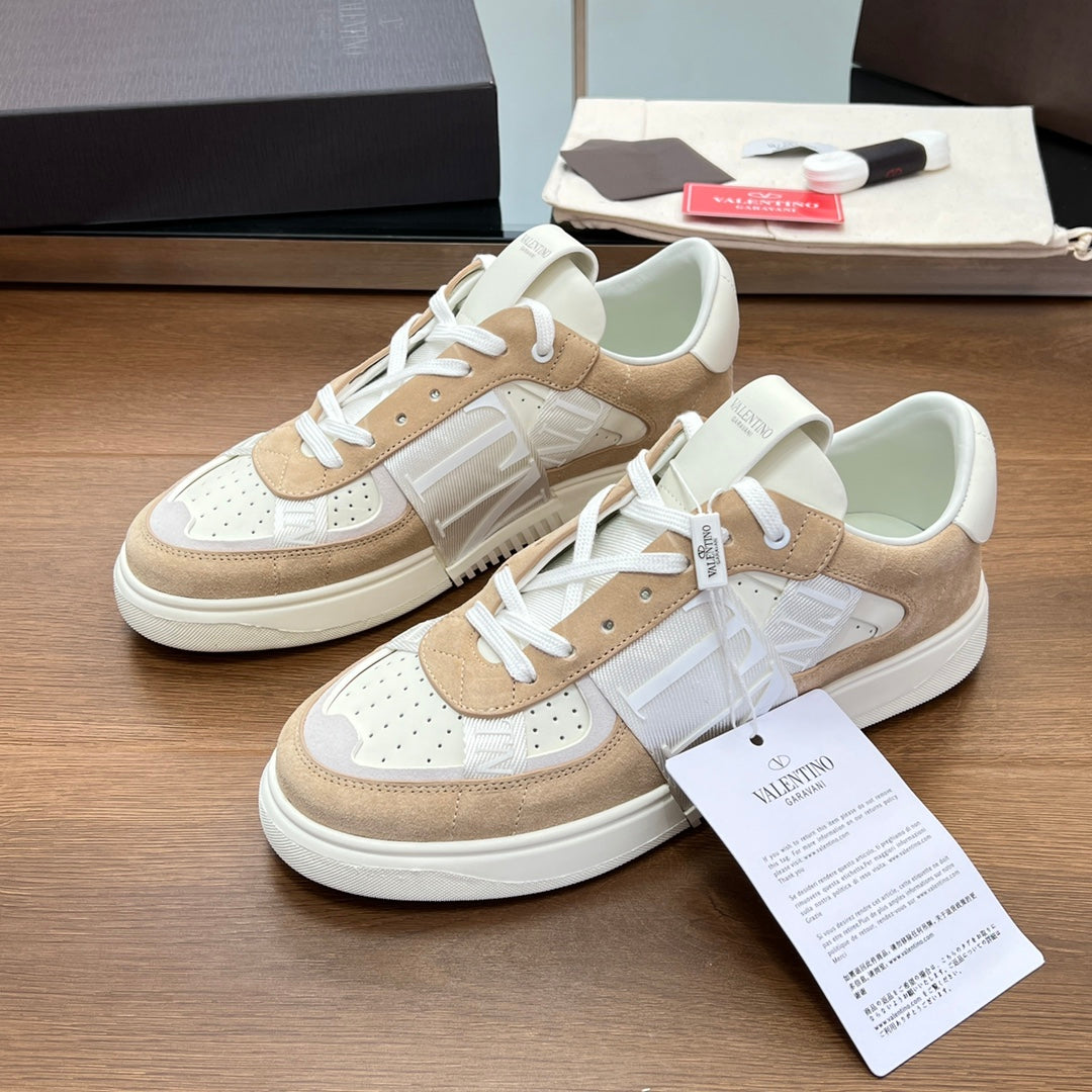 valenti low top vl7n cream calfskin brown suede