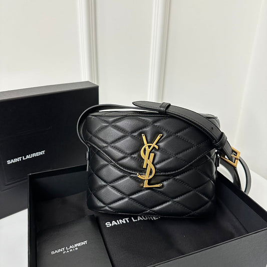 SL June Box Bag In Quilted Black Lambskin Ghw