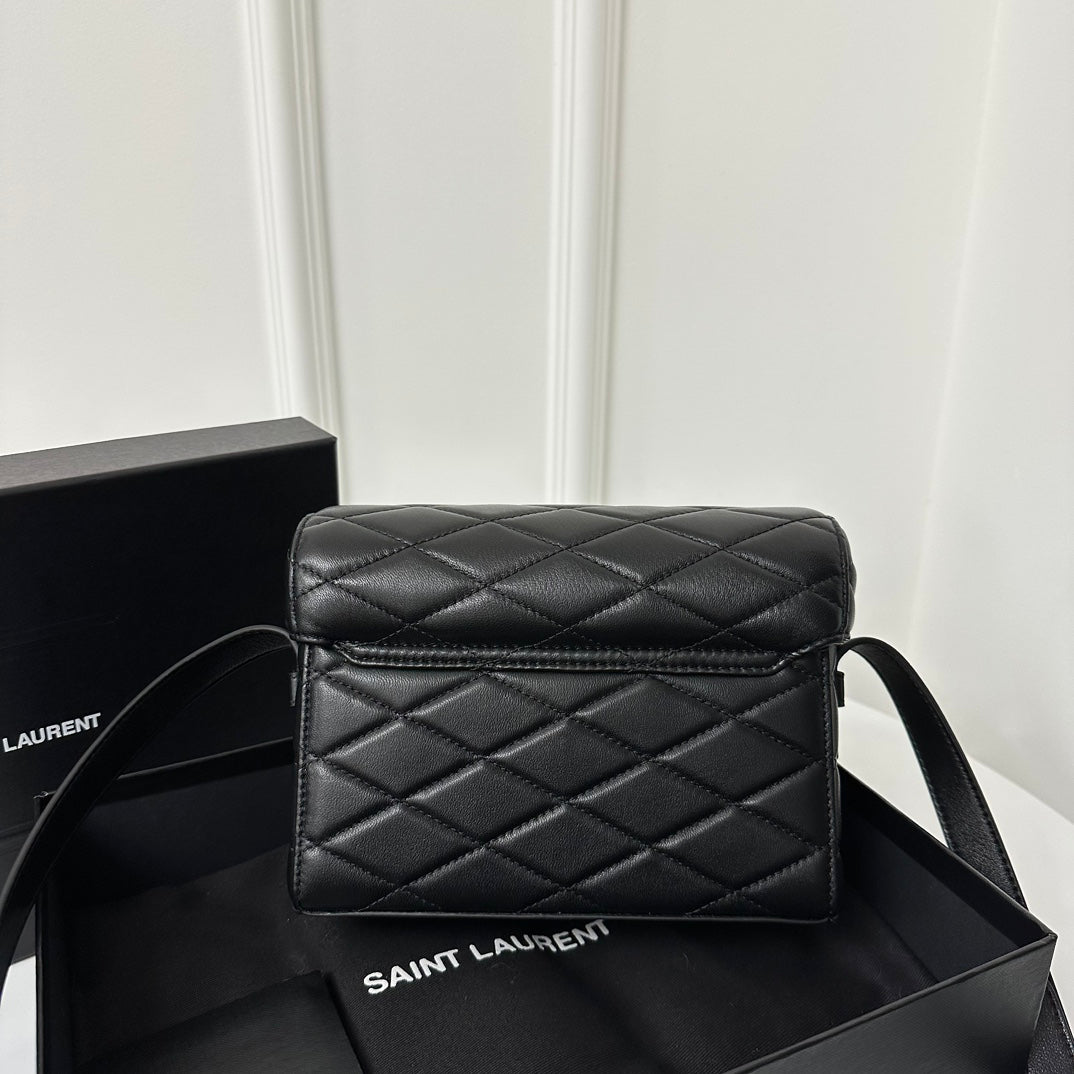 SL June Box Bag In Quilted Black Lambskin Ghw